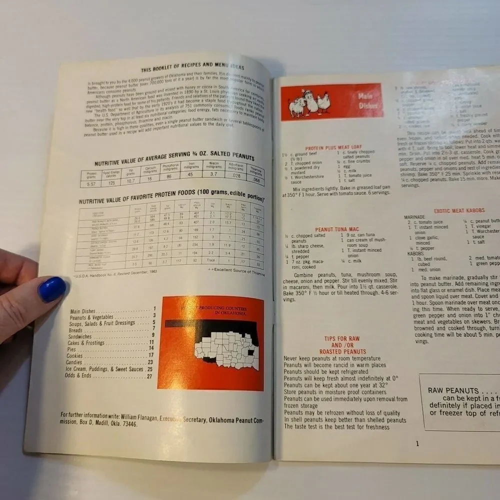 Oklahoma Peanut Commission Cookbook Vtg Advertising It's Easy To Be A Gourmet